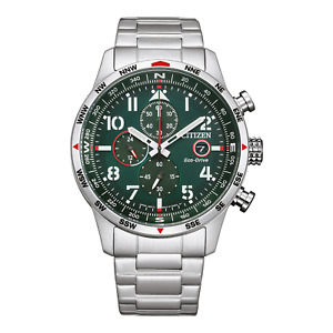 Citizen Men's Aviator Chronograph Green Dial Watch - CA0791-81X NEW