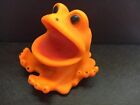 Vintage Orange Frog rubber soap sponge holder bath toy