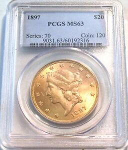 New Listing1897 $20 PCGS MS 63 Gold Liberty Double Eagle, Better Choice Uncirculated Twenty