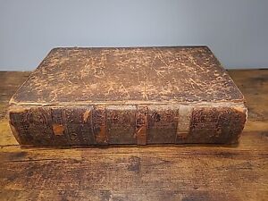 1827 HUGE HOLY BIBLE john brown NEW YORK leather ILLUSTRATED antique OLD