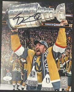 Mark Stone Signed 8x10 Photo Golden Knights Stanley Cup Trophy JSA