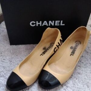 Women 6.0US Chanel Pumps Brand Shoes Beige Heel Sandals