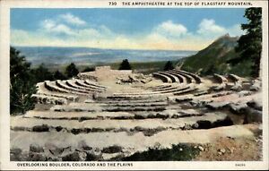 Top of Flagstaff Mountain Amphitheatre ~ Boulder Colorado ~ 1930s linen postcard