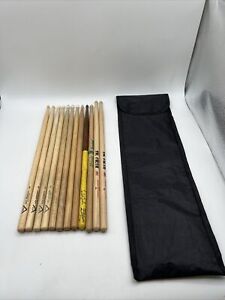 New ListingVintage Drum Sticks Mixed A Lot Of 12 Pieces 5 Pairs And 2 Extra + A Carryingbag