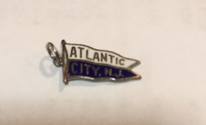 Vintage enamel Atlantic City New Jersey pennant flag sterling charm