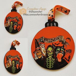 Halloween Ornament,Vintage Style,Beistle,skeleton,witch,Pumpkin,Diecut,Spooky
