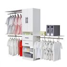 Upgraded Wooden Closet System With Shelves & Drawers, Walk In Wardrobe in White