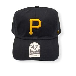 '47 Pittsburgh Pirates Clean Up Black Adjustable Strap Hat Dad Cap