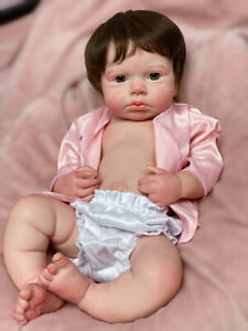 18in Loulou Girl Baby Dolls Full Body Solid Silicone Dolls with Hand Rooted Hair