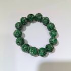 Natural Green Burma Jade Jadeite Genuine Carving Beads Bracelet, size 14.5 mm