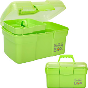 New Listing11In Multipurpose Storage Box Organizer with Removable Tray, Plastic Small Stora