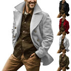 Men's Woolen Blend Jacket Slim Fit Mid-Length Lapel Casual Trench Coat Outwear