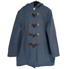L.L. Bean Vintage Coat Women's XL Wool Blend Blue Toggle Zip Hooded Duffel