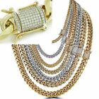 Miami Cuban Link Chain W. 1ct CZ Clasp 14k 18k Gold Plated Stainless Steel