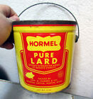 vintage Hormel Pure Lard 4 pound tin w handle but missing the lid, empty,