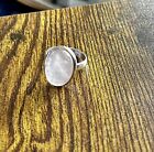 Sterling Silver 925 Pink Rose Quartz Stone Oval Ring Size 9