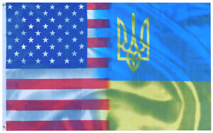 3x5 USA Ukraine Friendship Flag Middle Split 100D Woven Poly Nylon 3'x5' Flag