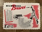 1957 Milwaukee Braves Baseball Restaurant Placemat Sign Rare County Stadium