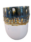 New ListingStudio ceramic pottery vase planter utensil holder. Braided Blue White 6