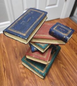 Vintage Stacked Books Table End Table Wood Decor Hand Painted Hard To Find VGUC