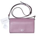 Coach HAYDEN Leather Foldover Clutch Crossbody Wallet VIOLET Orchid NWT MSRP$228