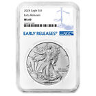 2024 $1 American Silver Eagle NGC MS69 ER Blue Label
