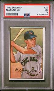1952 Bowman #21 Nelson Fox Chicago White Sox PSA 5 EX!!