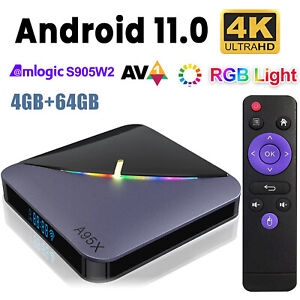 A95X Android 11.0 S905W2 TV Box Quad-Core 4K UHD 4GB/64GB WiFi Media Player A7D5