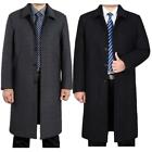 Mens Jacket Single Breasted Mid Long Trench Coat Outwear Wool Blend Overcoat new