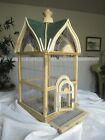 Wooden Bird Cage Green Metal Cathedral Dome Ceiling Vintage Wood House