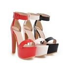 Ladies Party Shoes Platform High Heel Pumps Zip Ankle Strap Sandals US Size S977