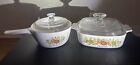 Vintage Corning Ware Spice of Life La Marjolaine- Set of 2. Both With Pyrex Lids
