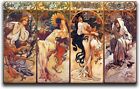 Alphonse Mucha Posters Four Seasons Wall Art Vintage Abstract Artwork Canvas
