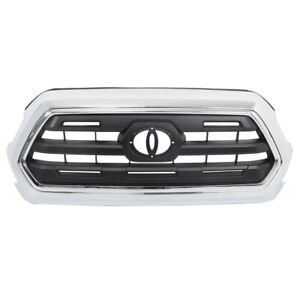 Front Upper Grille For 2016-2021 Toyota Tacoma 53100-04540 Matter Black+Chrome (For: 2021 Tacoma)
