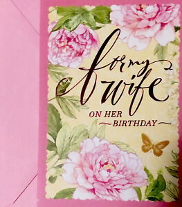 Happy Birthday For My Wife On Her Birthday 5.5”x8” Large Hallmark Greeting Card