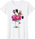 Flamingo Drinking Beer Summer Funny Beer Lover Ladies' Crewneck T-Shirt