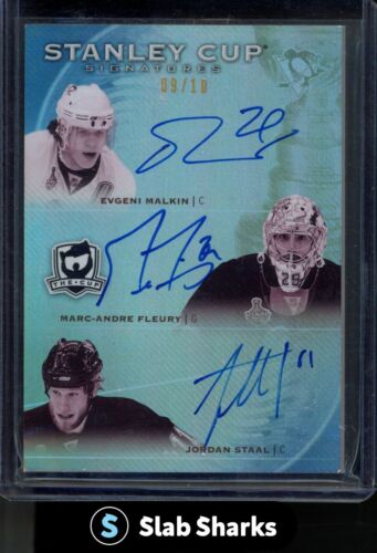New Listing2009 THE CUP EVGENI MALKIN MARC-ANDRE FLEURY JORDAN STAAL STANLEY CUP AUTO /10