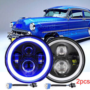 Fit CHEVROLET Bel Air 1953 1954 1955 1956 1957 7'' LED Headlights Hi/Lo Blue DRL (For: 1954 Chevrolet)