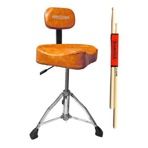 5Core Drum Throne w/ Backrest Thick Padded Saddle Drum Seat Guitar Stool Chair
