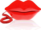 Cartoon Shaped Red Mouth Lip Phone Vintage Wired Telephone Real Corded Landline