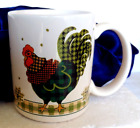 Ingleman Designs Rooster Chicken Plaid Coffee Mug Cup / Made in Thailand