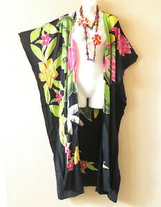 CG52 Floral Cardigan Duster Kaftan Trench Coat Maxi Jacket Cover up - up to 5X