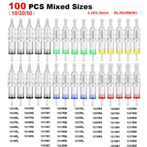 10/20/50/100pcs Mixed Tattoo Cartridge Needles Disposable Sterilized RS/RL/RM/M1