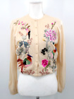VTG Womens 50s Helen Bond Carruthers Embroidered Cashmere Cardigan 1950s Sweater