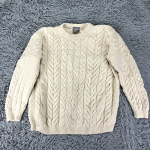 Aran Woollen Mills Fisherman Cable Knit Merino Wool Sweater Size XXL Ivory READ