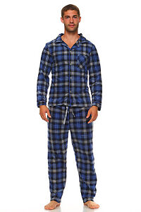 Men Fleece Pajama Set, Classic Premium Plaid Flannel Lounge Pajama Pant Set
