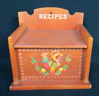 Vintage Norleans Rustic Recipe Box Wood Hand-Primitive Painted Rooster