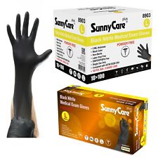 1000/case SunnyCare 5Mil Black Nitrile Exam Gloves (Non Vinyl Latex) Size: L