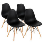 Costway Set of 4 Mid Century Modern DSW Dining Side Chair Wood Legs Home Black