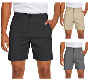 Men's Golf Shorts Flat Front Lightweight Quick Dry Pockets Flex Dress 7'' Pants